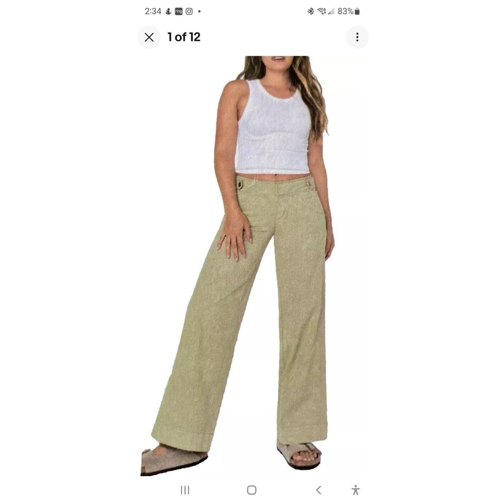 NWT BCBG Generation Trouser Wide-Leg Pants Womens 7/28 Kahki/Green/Tan